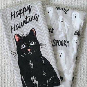 Halloween Black Cat Dish Towel